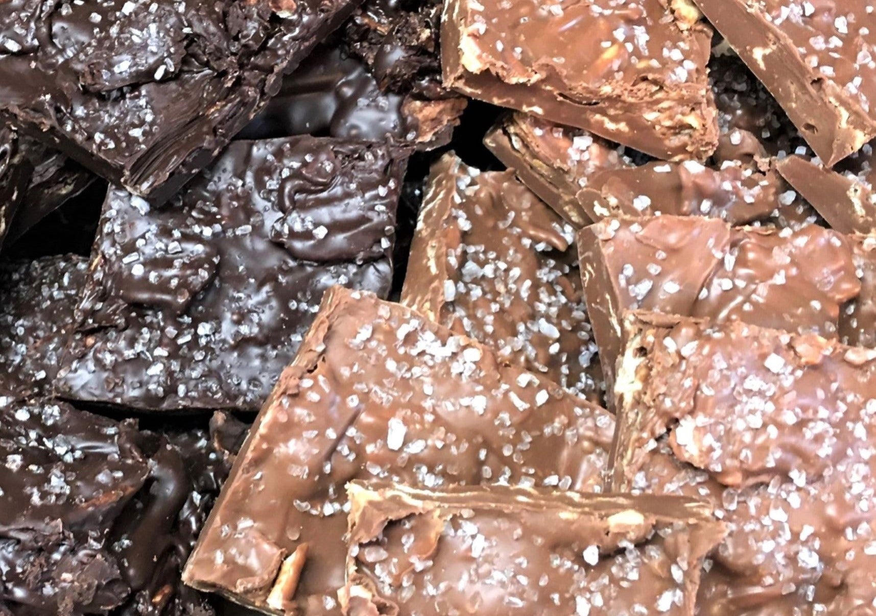 sea salt potato chip bark - milk or dark chocolate